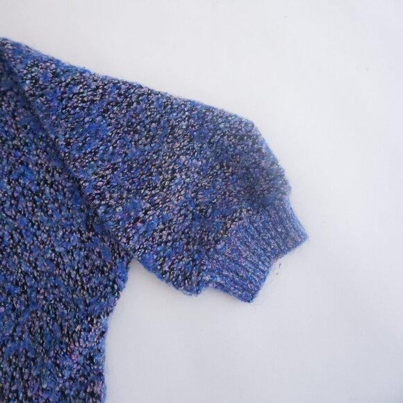 Vintage Allana Fantasia Blue Black Knit Crewneck Sweater Med - Picture 5 of 10